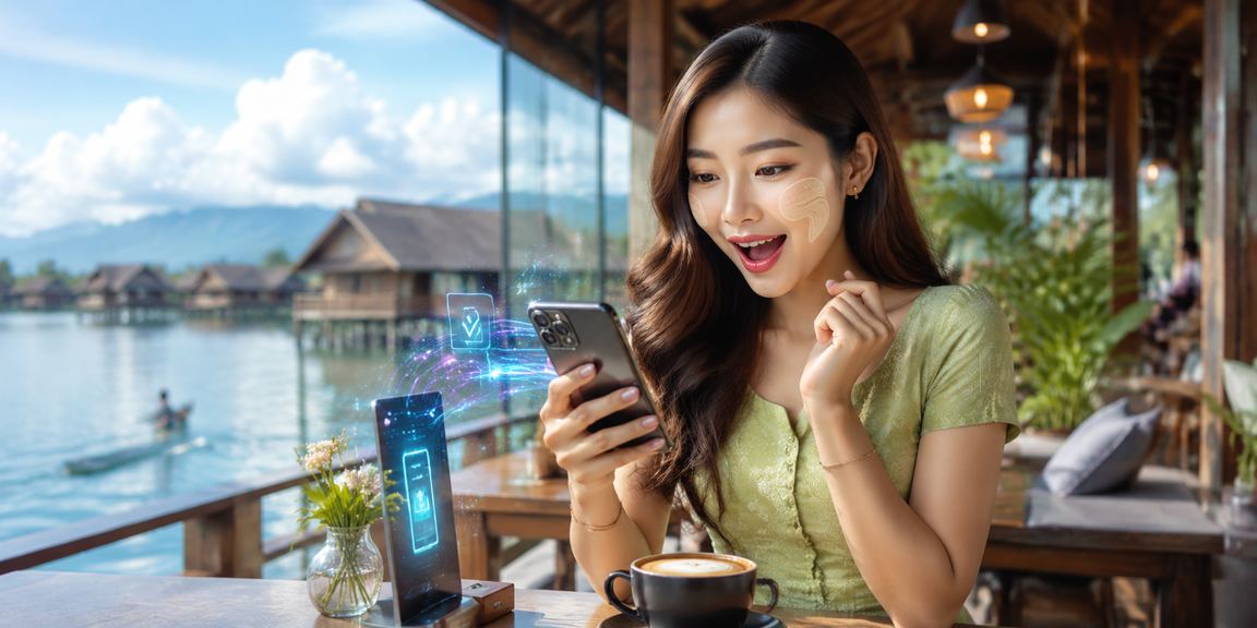 Inle ကန်တွင် ဖဲကစားနေသော မြန်မာ လူငယ်များ ပုံရိပ်